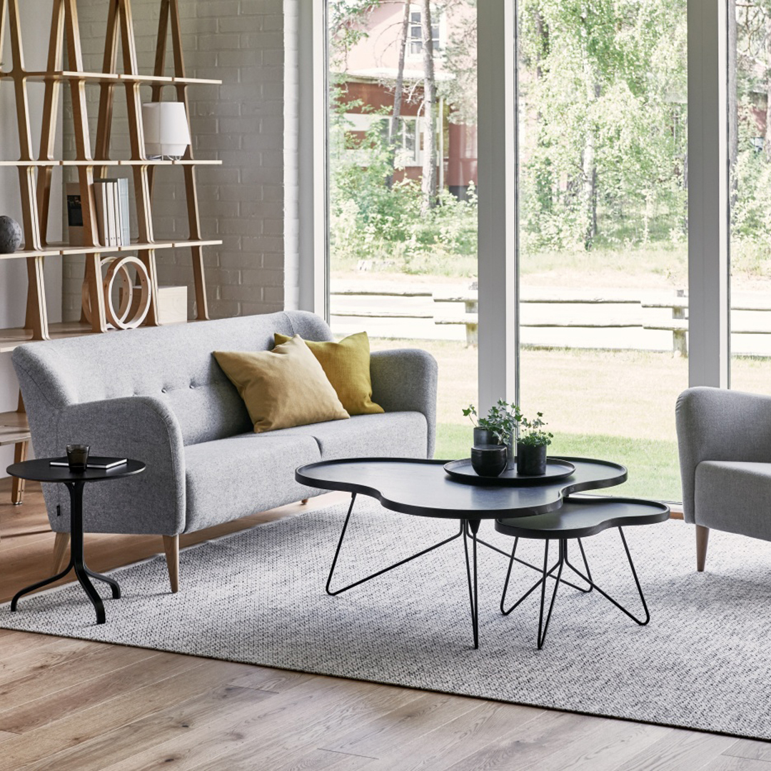 Soffbord Flower Mono 66 cm - Svartlaserad ask/krom